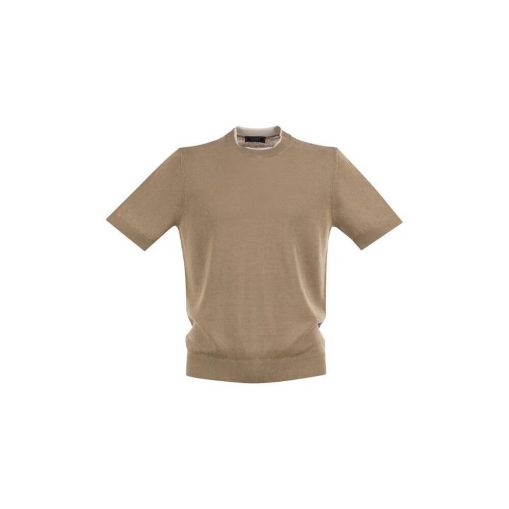 PESERICO Men's Short Sleeve Knit T-Shirt Men SAND T-Shirts
